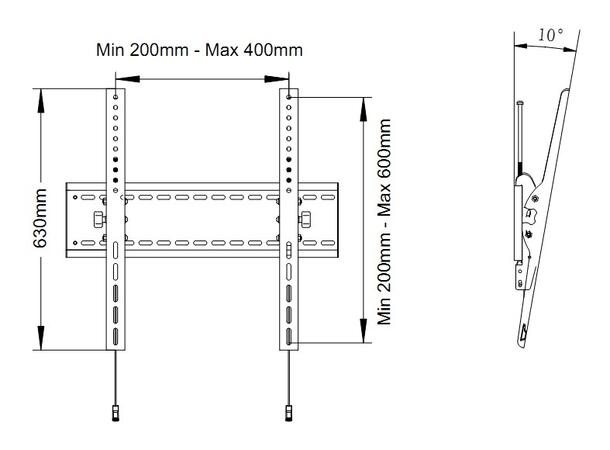 Multibrackets Veggfeste HD MAX tilt Svart, VESA 800x600, 125kg, 63-110"