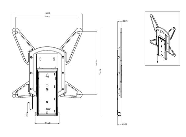 Multibrackets Veggfeste motorisert tilt Large, 22,5 Kg, 400x400, 40-52" 