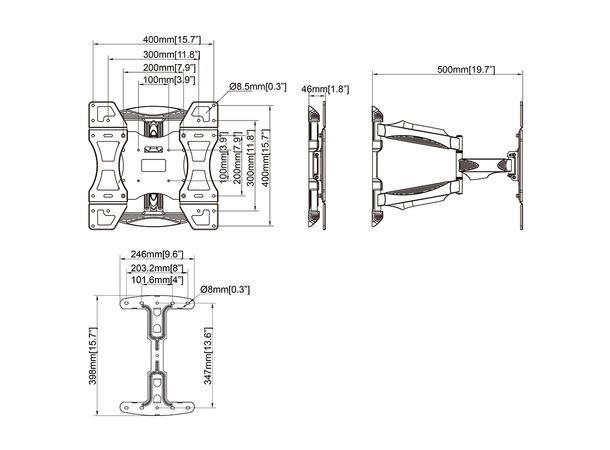 Multibrackets Veggfeste single Full Motion Single, 400x400, 32-55",30Kg 