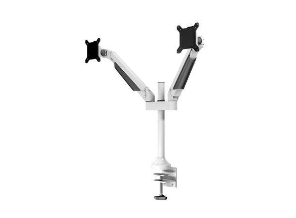 Multibrackets bordstativ gass arm dual Hvit , VESA 75, 100, 20Kg, 15-32" 