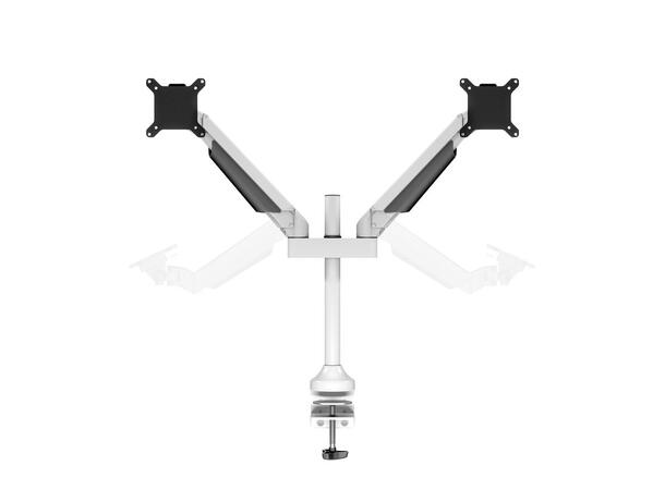 Multibrackets bordstativ gass arm dual Hvit , VESA 75, 100, 20Kg, 15-32" 