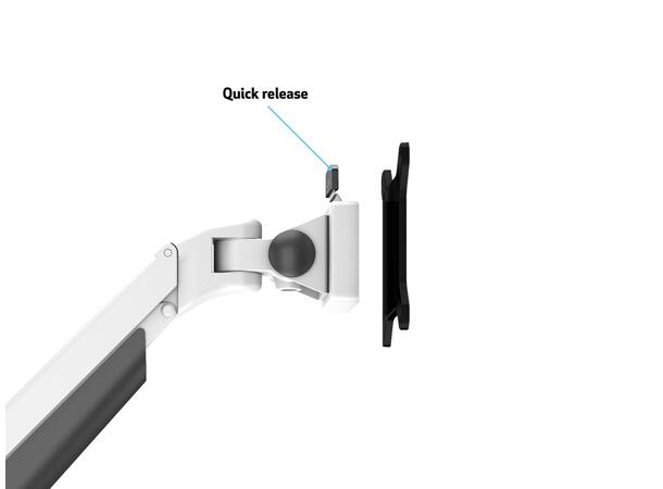 Multibrackets bordstativ gass arm dual Hvit , VESA 75, 100, 20Kg, 15-32" 