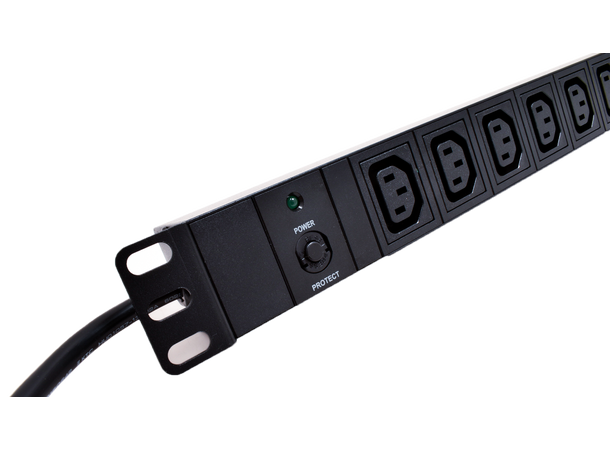 LinkIT 19" Strømskinne 10xC13 2m C14 | 10A | Overload protection | 1U 