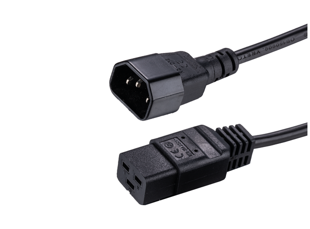 LinkIT strømkabel C19/C14 svart 5m 3 x1,5 mm² | Hunn - hann | LSZH 