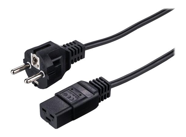 LinkIT strømkabel CEE 7/7 - C19 svart 1m Schuko - C19 | 16A | 1,50mm² | LSZH 