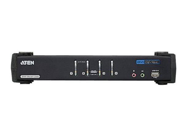 Aten KVM 4-PC 1-Bruker CubiQ CS1784A Switch Box | DVI-I DL | USB | Lyd | 3D 