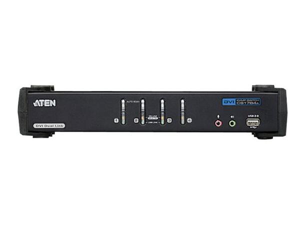 Aten KVM  4-PC 1-Bruker CubiQ CS1784A Switch Box, DVI-I DL, USB, Lyd, 3D