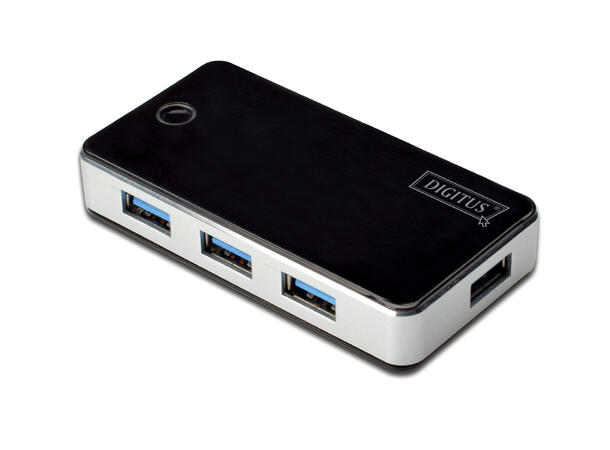 Digitus USB 3,0, HUB, 4 porter Strømforsyning + 1 stk A - microB  kabel 