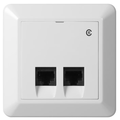 ELKO RS Veggboks Dobbel UTP Cat.6 Innfelt 2xRJ45 LSA Polarhvit