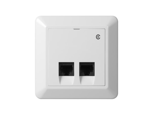 ELKO RS Veggboks Dobbel UTP Cat.6 Innfelt 2xRJ45 LSA Polarhvit 