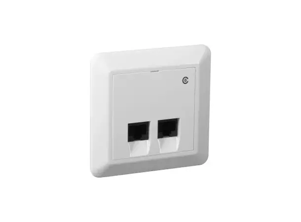 ELKO RS Veggboks Dobbel UTP Cat.6 Innfelt 2xRJ45 LSA Polarhvit 