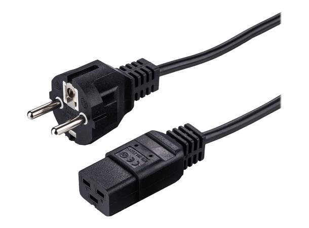 LinkIT strømkabel CEE 7/7 - C19 svart 2m Schuko - C19 | 16A | 1,50mm² | LSZH 