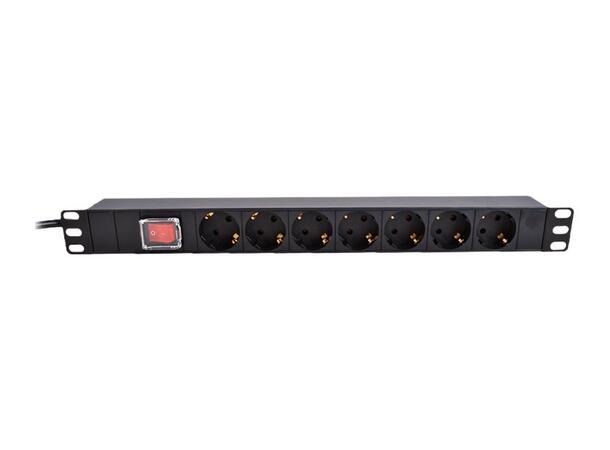 LinkIT 19" Strømskinne 7xCEE 7/4 2m CEE 7/7 | 16A | Overload protector | 1U 