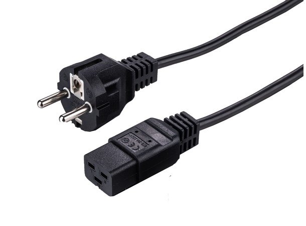 LinkIT strømkabel CEE 7/7 - C19 svart 3m Schuko - C19 | 16A | 1,50mm² | LSZH 