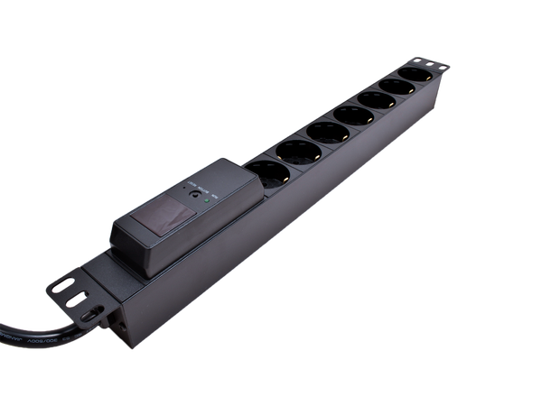 LinkIT 19" Strømskinne 7xCEE 7/4 2m C20 | 16A | Amperemeter | 1U 