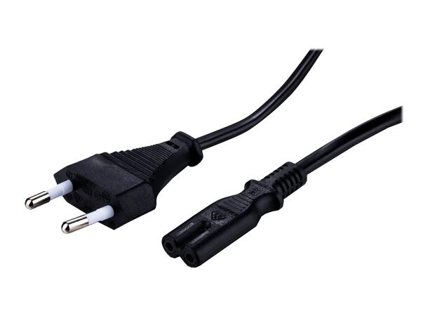 LinkIT strømkabel CEE 7/16-C7 svart 3m Euro - C7 , 2 x 0,75mm² , PVC 