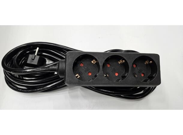 Elivi Strømskinne 3 uttak 5m Svart | Jordet | u/bryter 