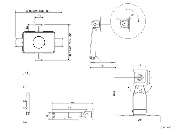Multibrackets Bordstativ for iPad/tablet Svart, Vesa 75/100, 7"-13"