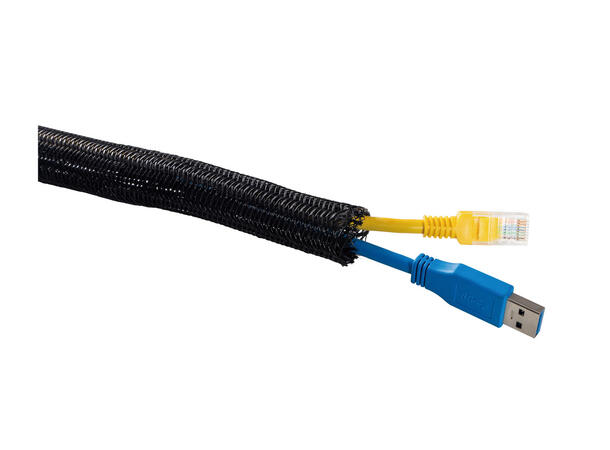 Multibrackets Kabelstrømpe, Svart, 19 mm Selvlukkende, 50 m kartong 