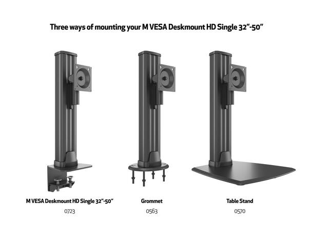 Multibrackets bordstativ HD Single Svart , VESA 100, 24Kg, 32-50", klemme