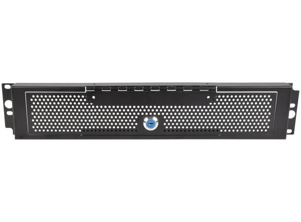 19" Blindpanel m/lås Svart 2U, Stål Inkl. 2 nøkler 