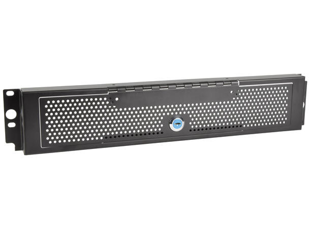 19" Blindpanel m/lås Svart 2U, Stål Inkl. 2 nøkler 