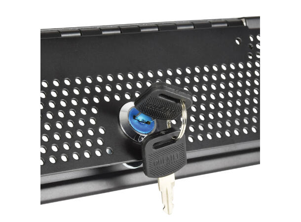 19" Blindpanel m/lås Svart 2U, Stål Inkl. 2 nøkler 