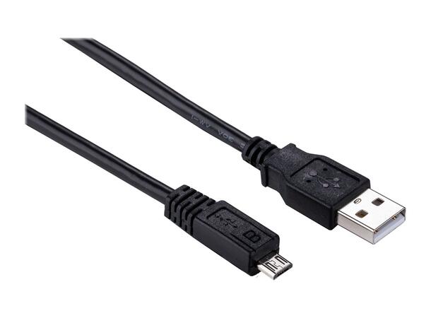 Elivi USB A til Micro B kabel 2 meter 2.0, Svart