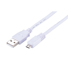 LinkIT USB 2.0, A - micro B, 5m, Hvit Hvit ledning og hvit plugg
