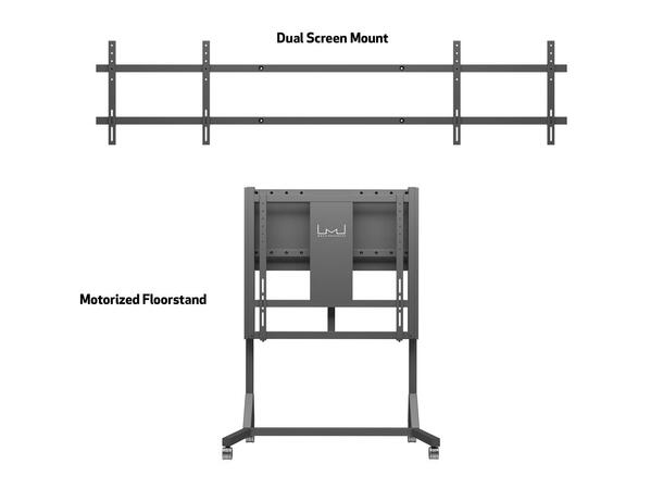 Multibrackets Gulvtralle dual motor 160Kg,50 cm høydejustering, 42-110",Sort 