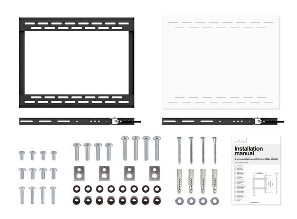 Multibrackets Veggfeste HD Portrait Sort, 400x600, 100Kg 