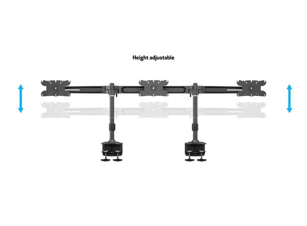 Multibrackets bordstativ, triple 24-32" 3 X 24"-32", 24kg, 200x100, Clamp 