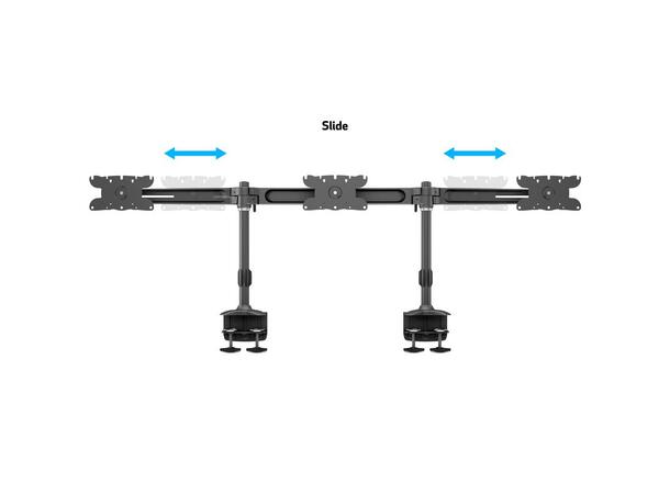 Multibrackets bordstativ, triple 24-32" 3 X 24"-32", 24kg, 200x100, Clamp 