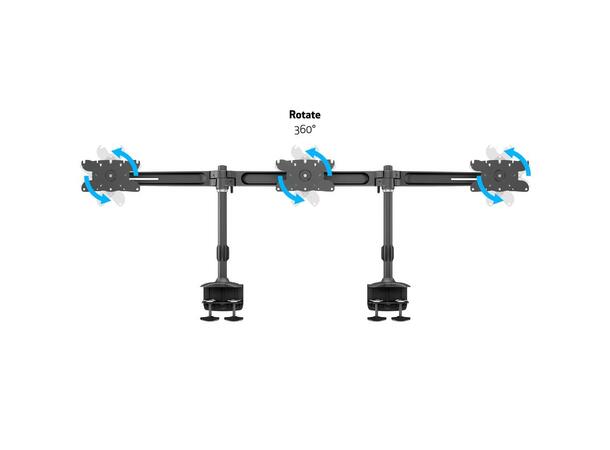 Multibrackets bordstativ, triple 24-32" 3 X 24"-32", 24kg, 200x100, Clamp 