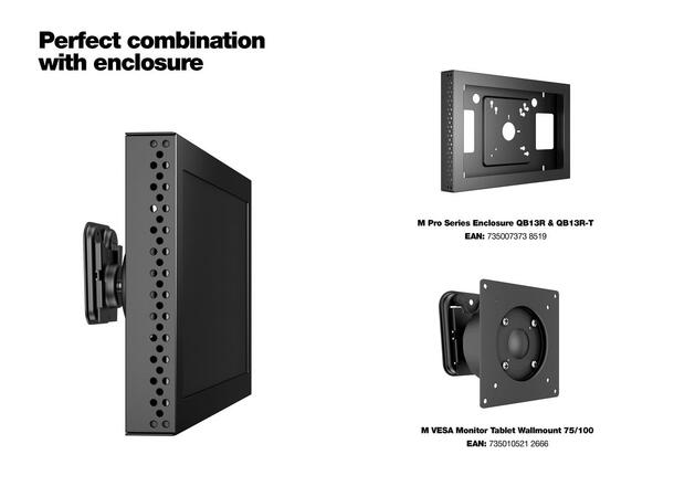 Multibrackets veggfeste Tablet Svart, Vesa 100x100, 6Kg, tilt. 15"-32" 