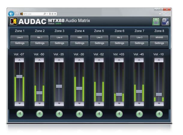 Audac Sonematrise MTX88 8 soner RS232 Ethernet Remote 