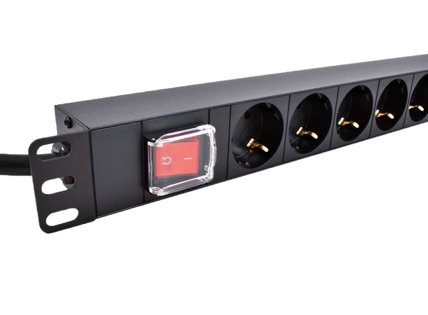 LinkIT 19" Strømskinne 8xCEE 7/4 3m CEE 7/4 | on-off switch | 16A | 1U 