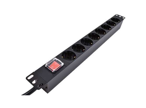 LinkIT 19" Strømskinne 8xCEE 7/4 3m CEE 7/4 | on-off switch | 16A | 1U 