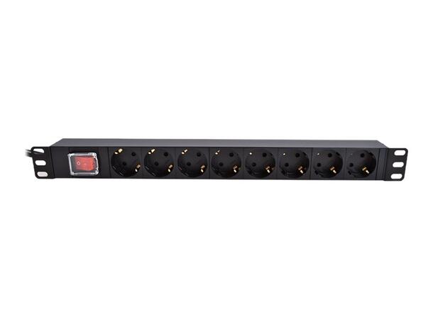 LinkIT 19" Strømskinne 8xCEE 7/4 3m CEE 7/4 | on-off switch | 16A | 1U 