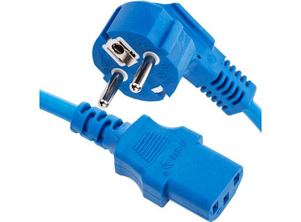 LinkIT strømkabel CEE 7/7 - C13 blå 2m Vinklet Schuko - C13 | 3 x 1,00 mm²| PVC