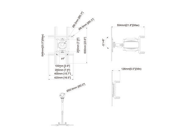 Multibrackets Flexarm PRO Portrait Sort, 35Kg, 400x600,42-60" 