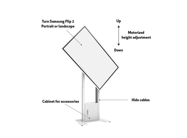 Multibrackets Gulvtralle motor Flip 2 Hvit, 60Kg, 600x400, 50-95" 