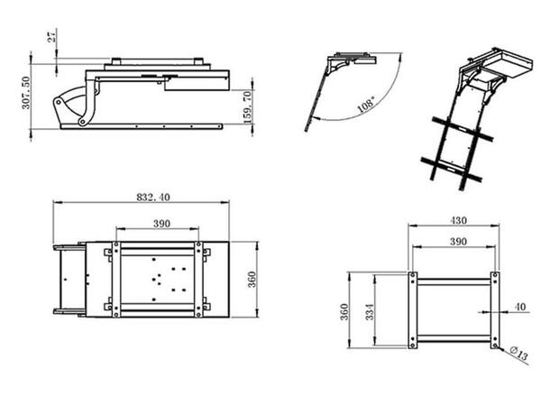 Multibrackets Takfest motorisert invert Maks VESA 600x600, 50Kg, 32-70" 