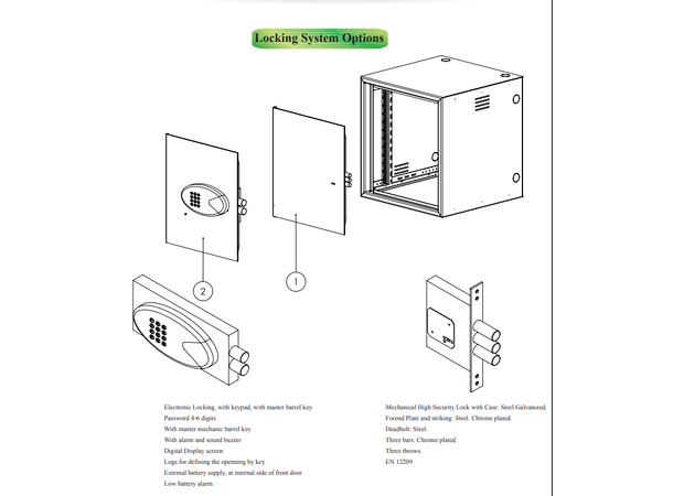 Lande Veggskap Grå xxU B600xD600 ANTIvandal|m/Kodelås 