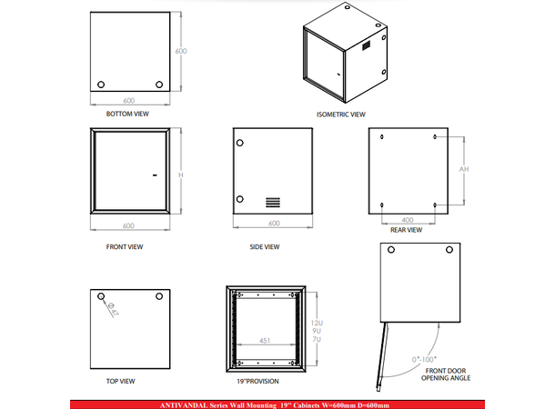 Lande Veggskap Grå xxU B600xD600 ANTIvandal|m/Kodelås 