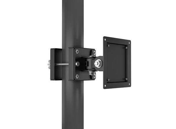 Multibrackets Rørfeste 75/100 Svart, Vesa 100x100, 15Kg, tilt. 32-65" 
