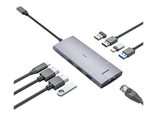 Elivi PRO USB-C Docking 9 in 1 Multiport Adapter HUB, 10Gpbs, SpaceGrey