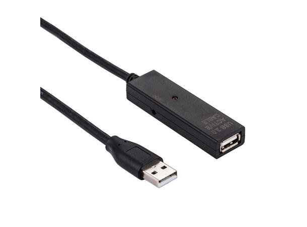 Elivi USB 2.0 A Forlenger kabel  5 meter Aktiv, M/F, 2.0, Svart