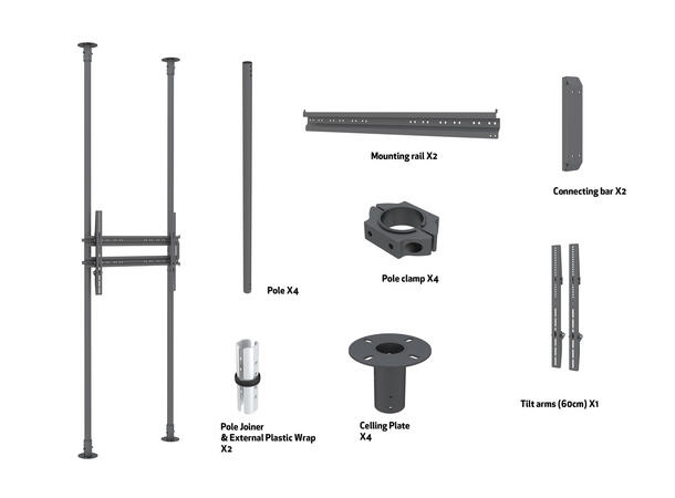 Multibrackets Gulv/tak Pro MBFC2P1UHD Svart, 800x400, 125kg, 65-100" 
