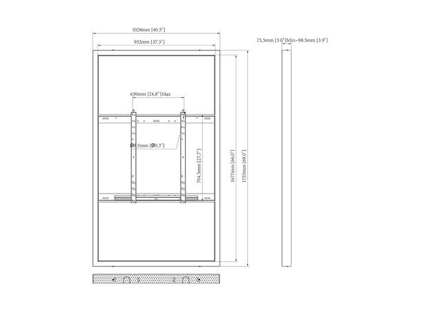 Multibrackets Pro kabinett vegg 75" Svart, 50Kg, Vesa 700x600 